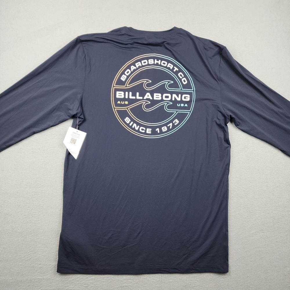 Billabong Shirt Mens Large Blue UVSURF UPF 50+ Long Sleeve Surf Graphic Tee - Picture 8 of 9